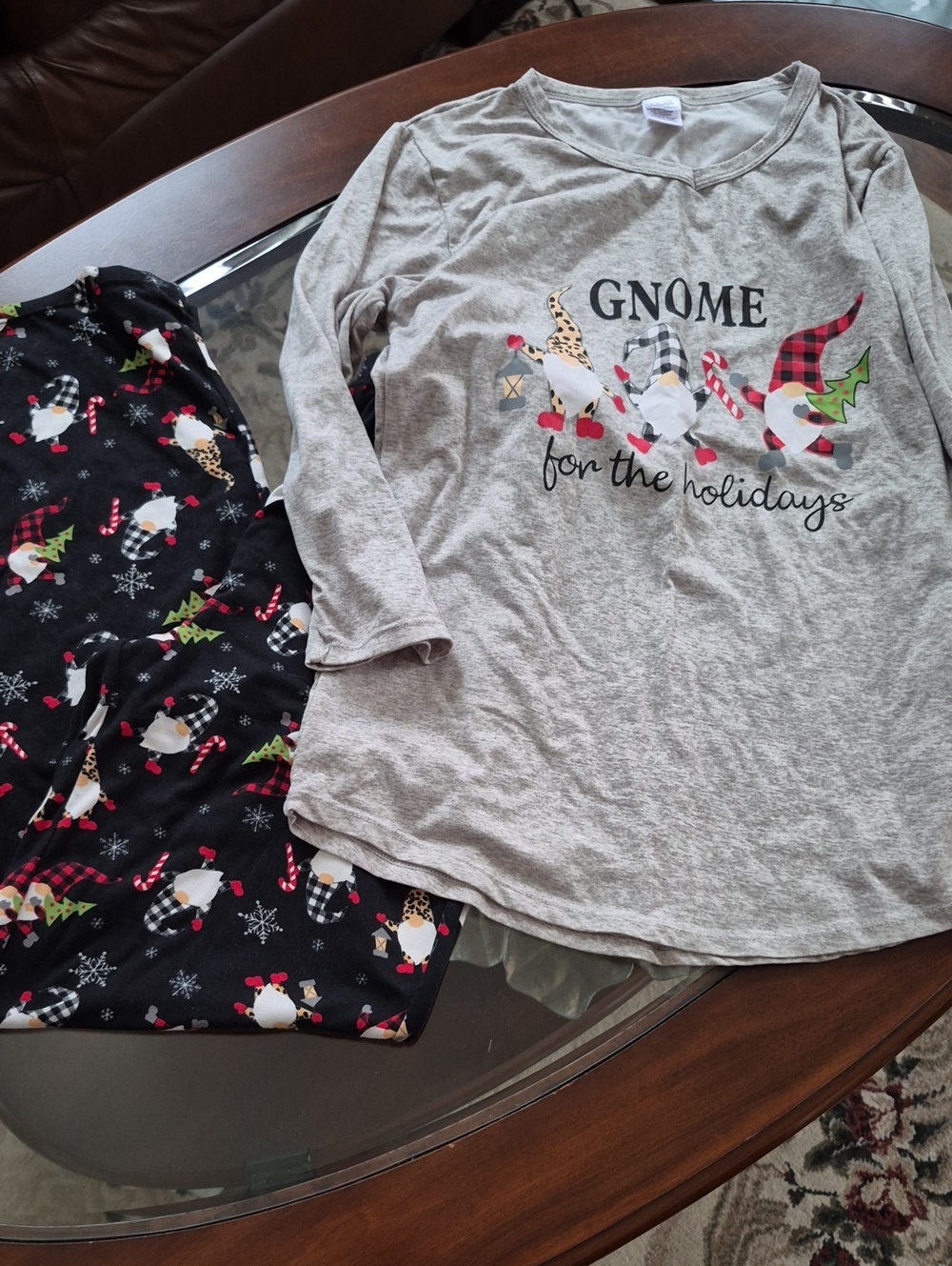 Gnome for the Holidays  Pajama Set - Gray & Black